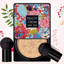 Long Lasting Waterproof Mushroom Head CC Cream with 2PCS Sponges, Full Coverage Natural Finish