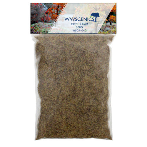 WWScenics Refill 1000ml 4mm Patchy Static Grass - 100g Model Rail Scenics G4-040