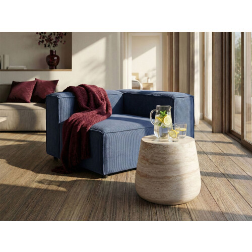 Beliani Corner Seat ARDAL Corduroy Dark Blue Left Hand 1