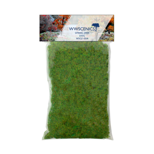 WWScenics Refill 1000m 2mm Spring Static Grass - 100g Model Rail Scenics G2-004