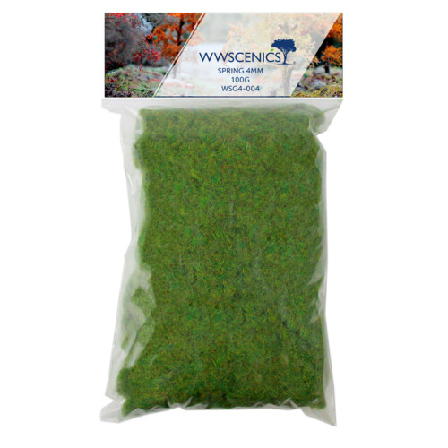 WWScenics Refill 1000ml 4mm Spring Static Grass - 100g Model Rail Scenics G4-004