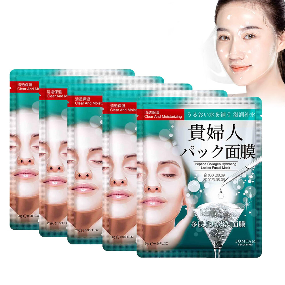 Collagen Face Mask with Peptides Deep Hydration Anti Wrinkle Firming Lift Effect (5pcs)