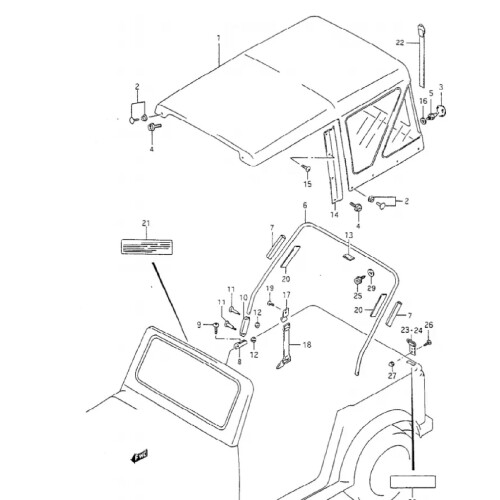Softtop hinterer Dachbogen-Scharnier-Kit 02112-06303 SJ410 2