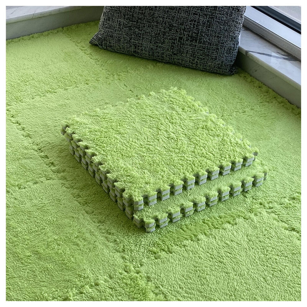 Foam Puzzle Floor Mats Plush Velvet Comfort 30X30cm Interlocking Tiles For Kids Playroom Green