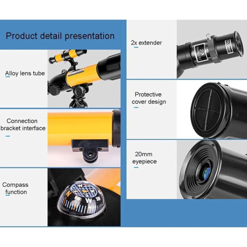 Kids Telescope 70mm Refractor with Adjustable Magnification and Compass for Beginner Astronomy 2