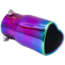 Car Exhaust Tip with Rainbow Heart Design, Stainless Steel Tailpipe, Universal Fit Decorative Accessory