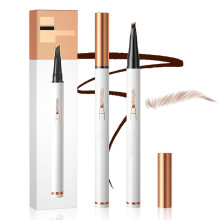 2Pcs 4 Fork Tip Eyebrow Tattoo Pencil Black Waterproof Microblading Pen for Natural Hairlike Strokes