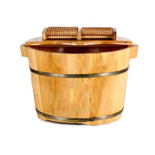 Wooden Foot Bath Barrel with Lid for Home Spa Pedicure, Full Foot Immersion and Heat Retention