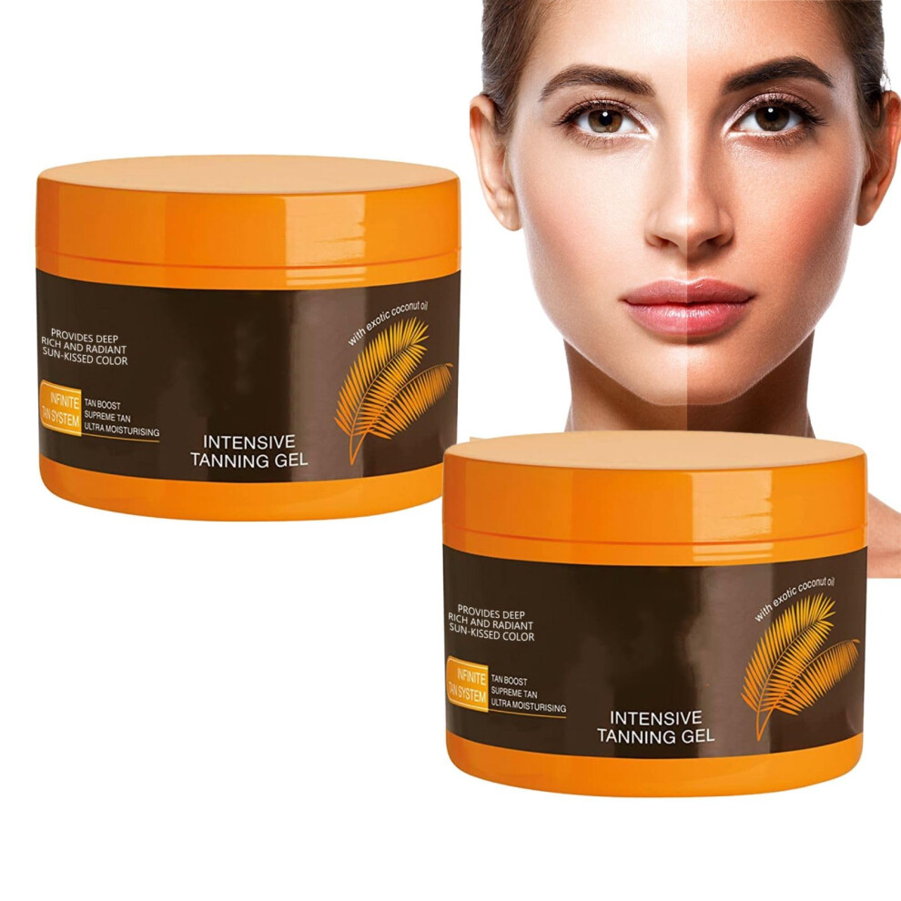 2PCS Luxury Intensive Tanning Gel with Botanical Body Oil Blend for Sunbeds and Outdoor Tan (5oz Each)
