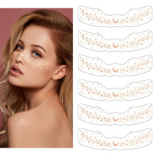 Glitter Freckle Face Tattoo Rose Gold Waterproof Festival Makeup Stickers, 6 Count