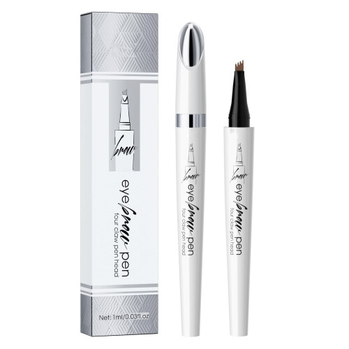 Microblading Eyebrow Pen Waterproof 4 Fork Tip Long Lasting Natural 3D Brow Effect Grey