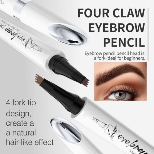 Microblading Eyebrow Pen Waterproof 4 Fork Tip Long Lasting Natural 3D Brow Effect Grey 1
