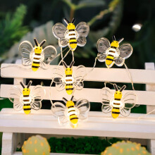 Bee String Lights USB and Battery Powered Fairy Lights with Remote Timer 10Ft 30LED Honeybee Decor
