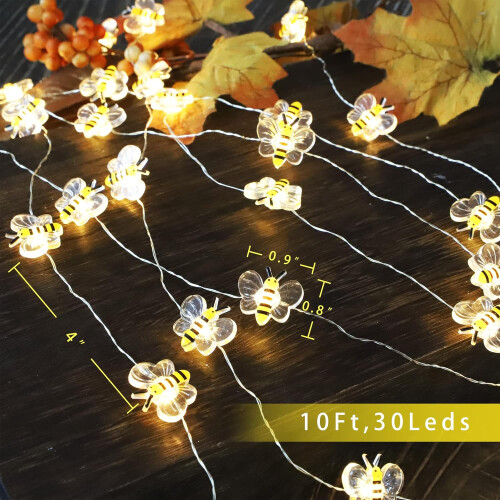 Bee String Lights USB and Battery Powered Fairy Lights with Remote Timer 10Ft 30LED Honeybee Decor 2