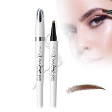 Microblading Eyebrow Pen Dark Brown 4 Tip Waterproof Long Lasting Natural Hairlike Strokes