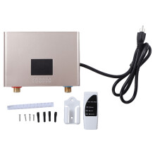 Chauffe-eau thermostatique instantané électrique, sans réservoir, avec télécommande et design compact pour cuisine et salle de bain.