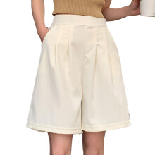 Shorts femininos leves e casuais com cintura elástica, pernas largas, pregas e bolsos laterais. Perfeitos para o verão, férias na praia e looks