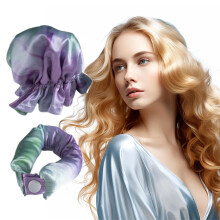 Heatless Curling Set for Overnight Waves with Breathable Hood and Silicone Grip Bands, Tie Dye Purple
