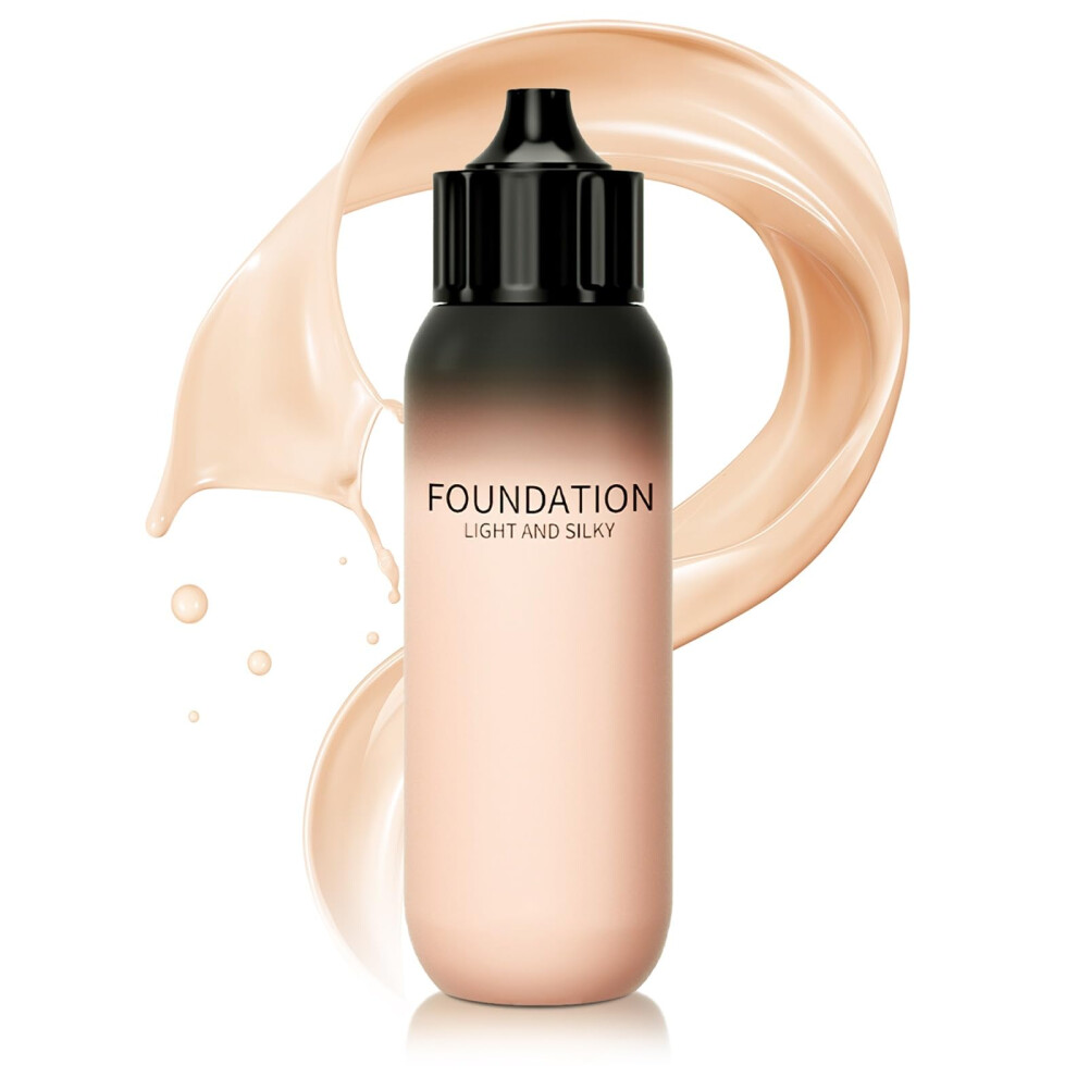 Liquid Foundation Full Coverage Waterproof Lightweight Oil Matte LongLasting (#02 Natural)