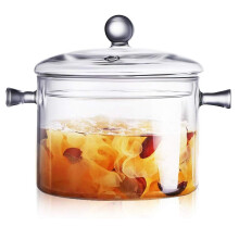 Glass Saucepan with Lid 1400ml Borosilicate Clear View Stovetop Safe Cooking Pot with Handle