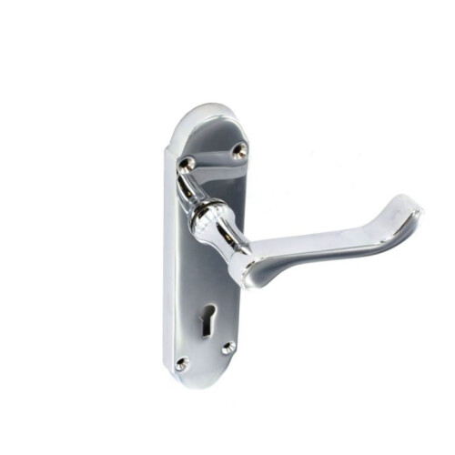 Securit - Chrome Shaped Lock Handles (1 Pair) - 170mm