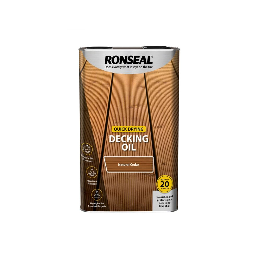Ronseal - Quick Drying Decking Oil 5L - Natural Cedar 5056402400059