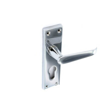 Securit - Chrome Flat Euro Lock Handles 48mm C/C (Pair) - 150mm