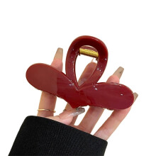 Red Heart Hair Claw Clip for Women and Girls, Heart Shape Design, Secure Hold for Thick Hair