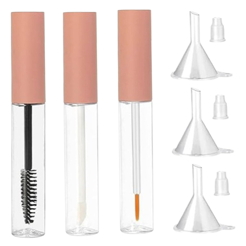 Empty Mascara Tube with Wand 3PCS 10ml Transparent Refillable Container with Funnels for DIY Cosmetics