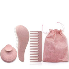 3in1 Hair Care Set with Detangling Brush, Wide Tooth Comb and Scalp Massager for All Hair Types Pink