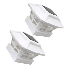 2pcs Solar Fence Post Lights Waterproof LED Solar Powered Outdoor Pillar Lamps for Garden Patio