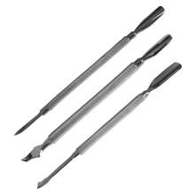 Stainless Steel Cuticle Pusher Set, Double Ended Remover, Ergonomic Manicure Tools for Salon and Home
