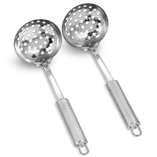 Stainless Steel Cooking Utensils Skimmer Spoon Set, 2 Pack, Heat Resistant and Dishwasher Safe