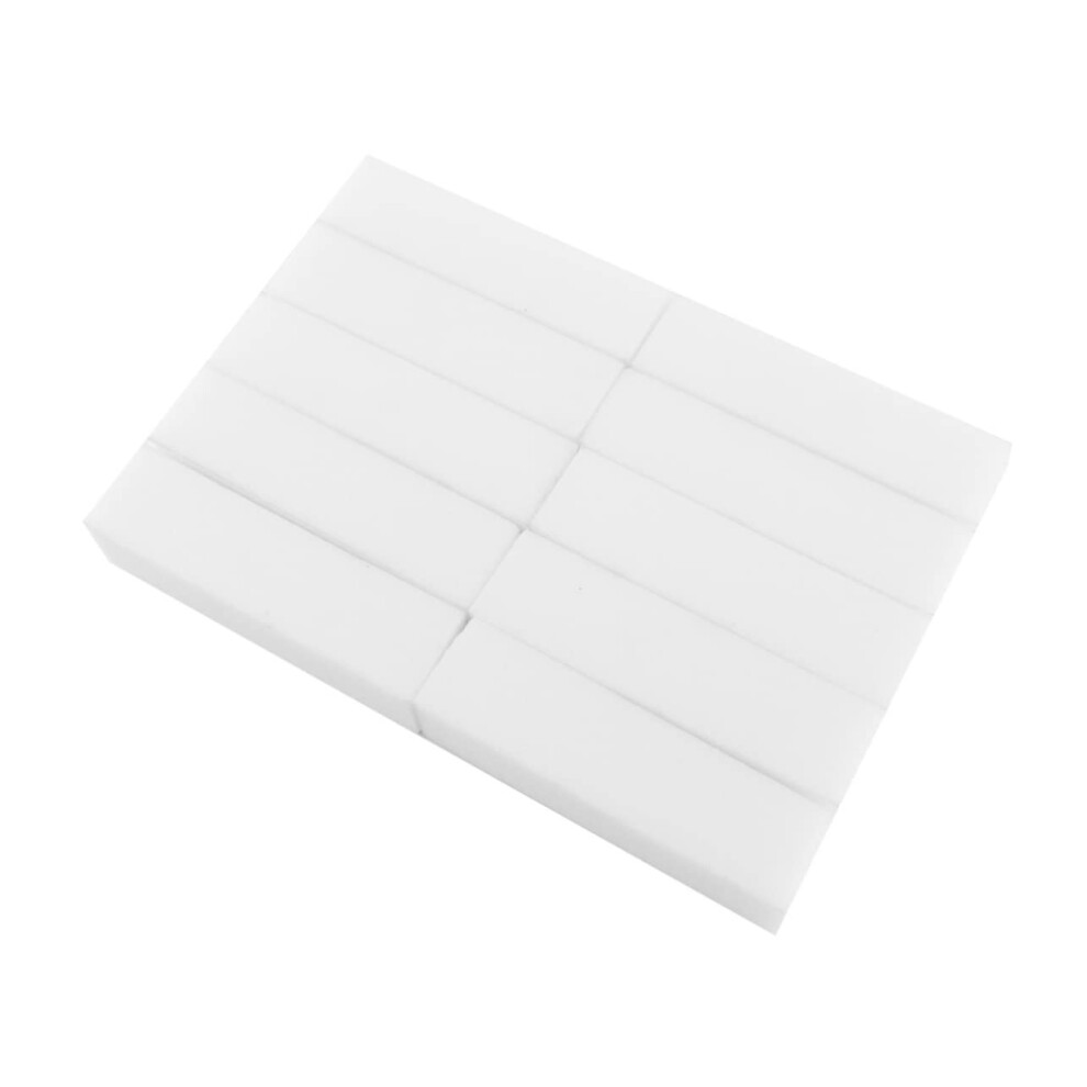 White 10Pcs Foursided Nail Buffer Block And File For Manicure, Natural And False Nails,