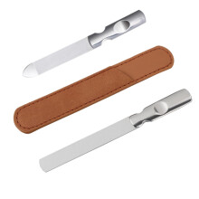 Stainless Steel Nail File Set with Leather Case, Double Sided Polishing Tools for Manicure and Pedicure