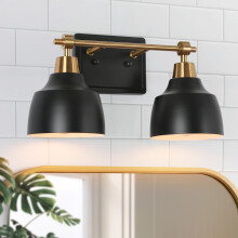 Black and Gold Bathroom Vanity Light Fixture, 2Light Modern Farmhouse Wall Sconce Over Mirror