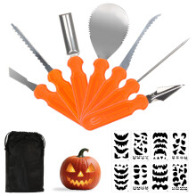 Pumpkin Carving Kit 7Pcs Heavy Duty Tools with 8 Stencils for Halloween Jacko'Lanterns
