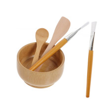 Facial Mask Mixing Set with Wooden Bowl and Brushes, Complete DIY Kit for Home and Salon Use