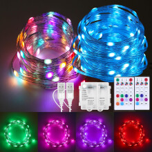 ooklee Colour Changing Fairy Lights LED String Lights with Remote, 16.4FT 2 Pack Twinkle Lights USB Plug or Battery Powered, Outdoor Waterproof Chris
