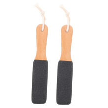 2pcs Wooden Handle Foot File Double Sided Pedicure Scrubber for Dead Skin Removal and Smooth Heels