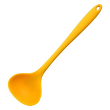 Silicone Soup Ladle Heat Resistant Handle Large NonStick Serving Spoon with Dual Pouring Lips Yellow
