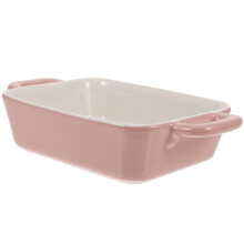 Pink Ceramic Baking Dish with Handles, Oven Microwave Safe Porcelain Casserole for Lasagna
