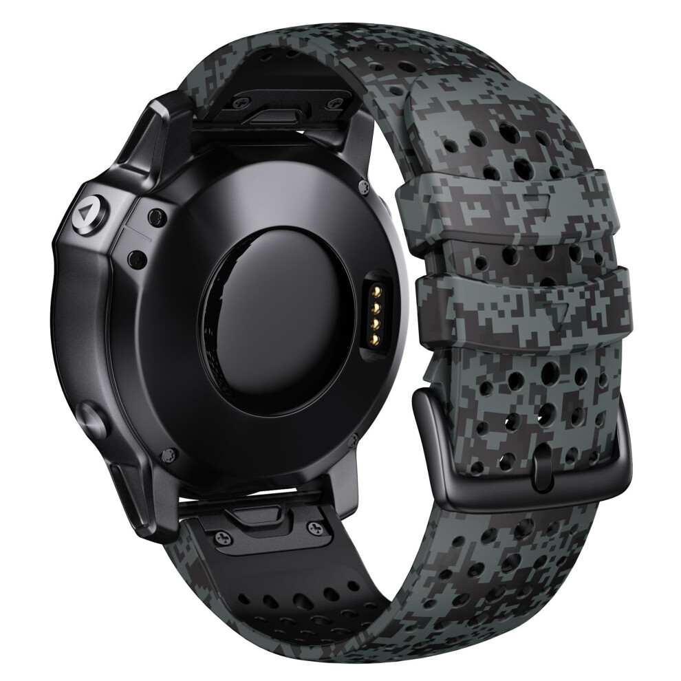 26Mm Breathable Silicone Watch Band Strap For Garmin Fenix 7X 6X5x Enduro Tactix Digital Camo 9455672961783