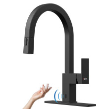 Touchless Matte Black Kitchen Faucet with Pull Down Sprayer, Smart Motion Sensor, 360 Rotation