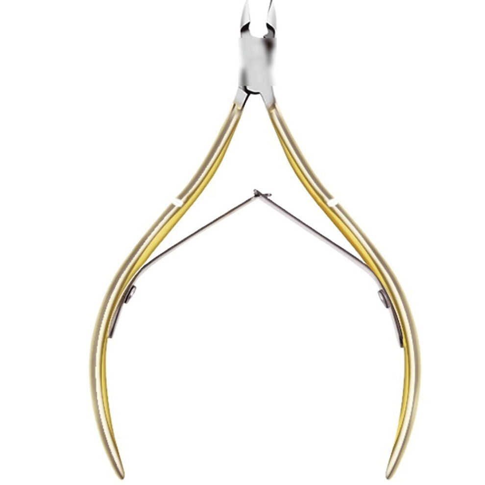 Golden Nail Clippers And Cuticle Scissors Stainless Steel Arc Blade For Thick Nails