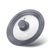 Universal Pot and Pan Lid Set 7 8 9 Inch Tempered Glass with Airtight Silicone Rim Heat Resistant Grey