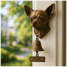 Dog Welcome Bell Rustic Vintage Doorbell with Lifelike Dog Sculpture for Home Garden Gate Patio