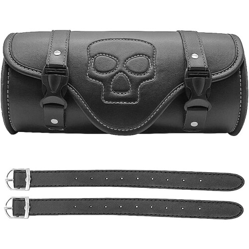 Waterproof Leather Skull Motorcycle Fork Tool Bag with Large Capacity for Suzuki 2