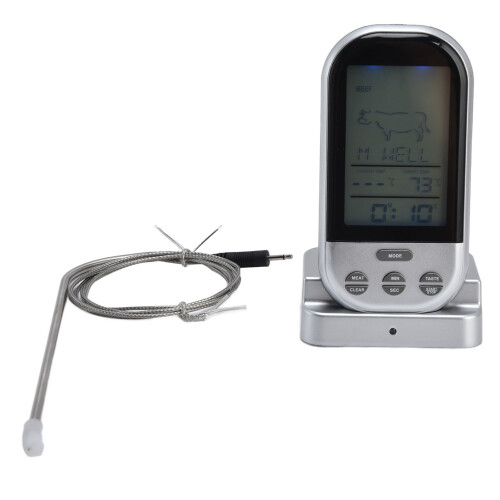 Programmable Alarm Thermometer with Countdown Timer, Digital Kitchen Thermometer Featuring Wireless Dual Probe and Backlit LCD Screen, Smart Cooking 2