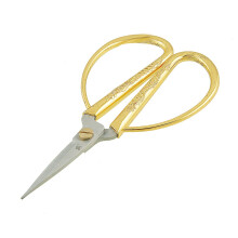 Vintage Gold Handle Sewing Scissors with Ergonomic Metal Grip and Precision Stainless Blades